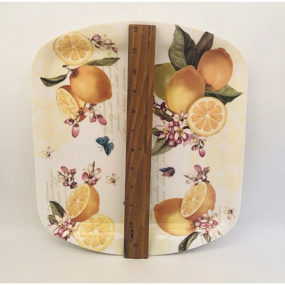French Country Lemons Melamine Serving Tray 11x12” Home Essentials and Beyond